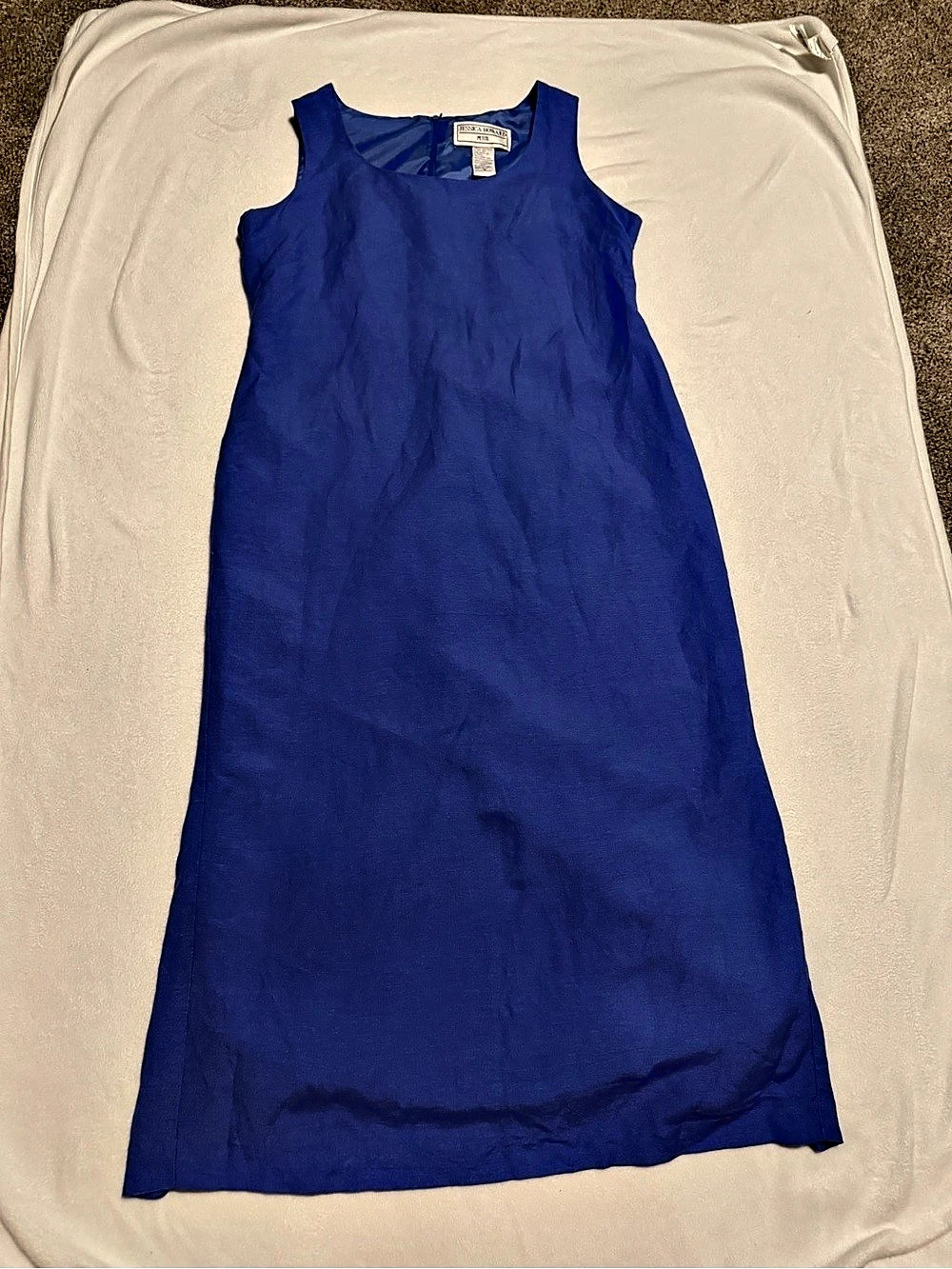Jessica Howard Petite Fit Sleeveless Midi Dress in Blue Size P